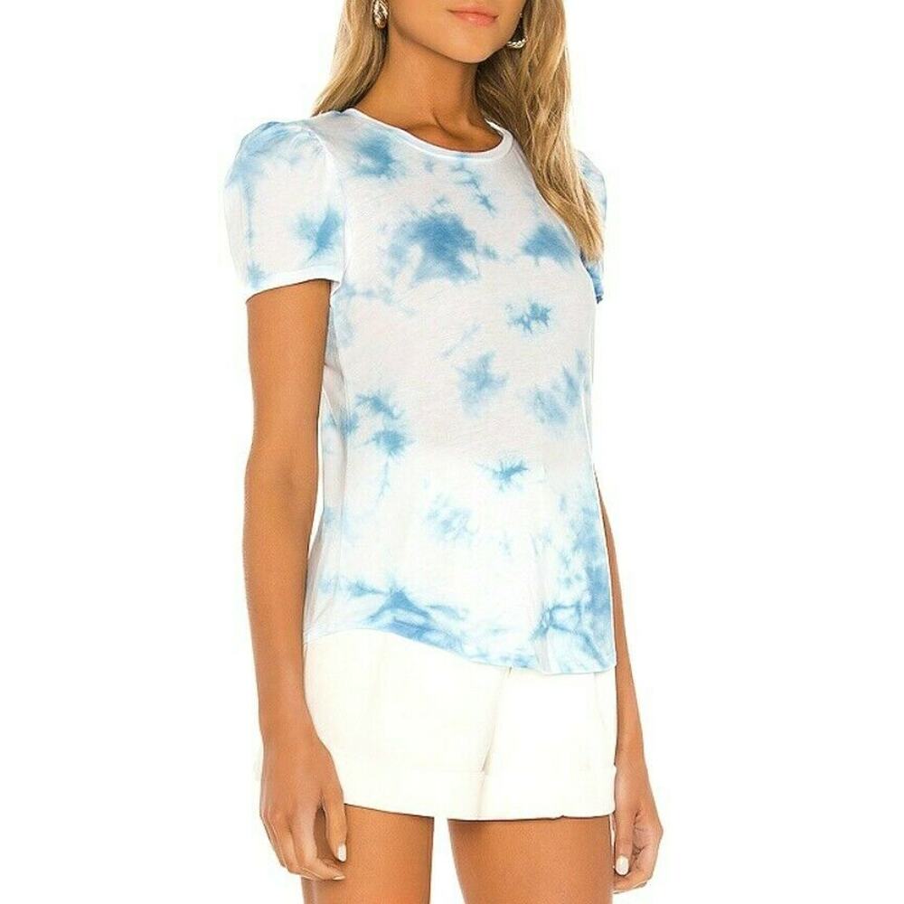 GENERATION LOVE Kelly Puff tee short sleeve tie dye t-shirt top blue white S NEW